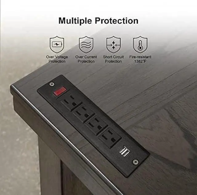 Alt view image 4 of 6 - Recessed Power Strip with USB Flush Mount Power Outlet Built in Desktop Power Extension Cord Plug for Countertop Kitchen Drawer Conference Cabinet Nightstand Desk.