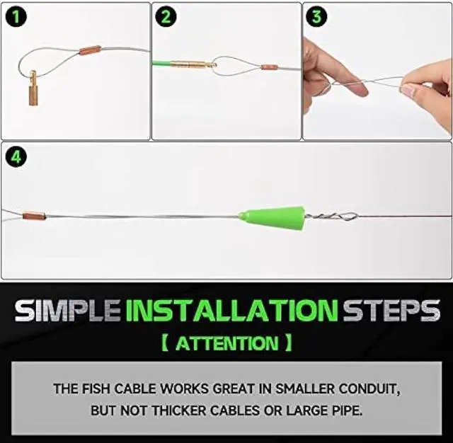 Alt view image 5 of 7 - FTIHTRY 22FT Fiberglass Running Electrical Wire Cable Glow Rods Wire Pulling, Fish Rods Electrical Kit with 8 Different Attachments and Fish Tape Wire Puller Kit