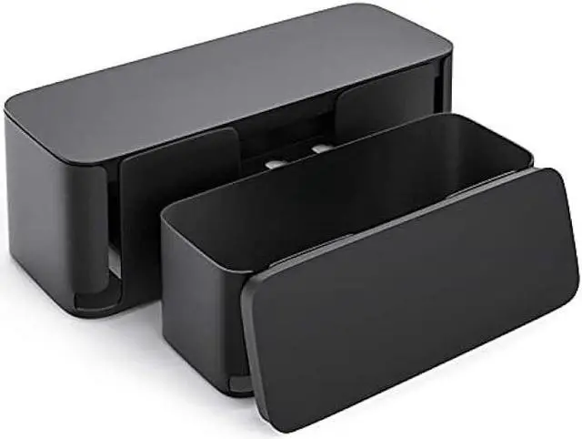 Main image of YECAYE 2 Pack Cable Management Box, Pet Friendly Cable Box Organizer for Home & Office, Child-Proof Floor Cord Cover, Cord Management and Cord Hider, Black