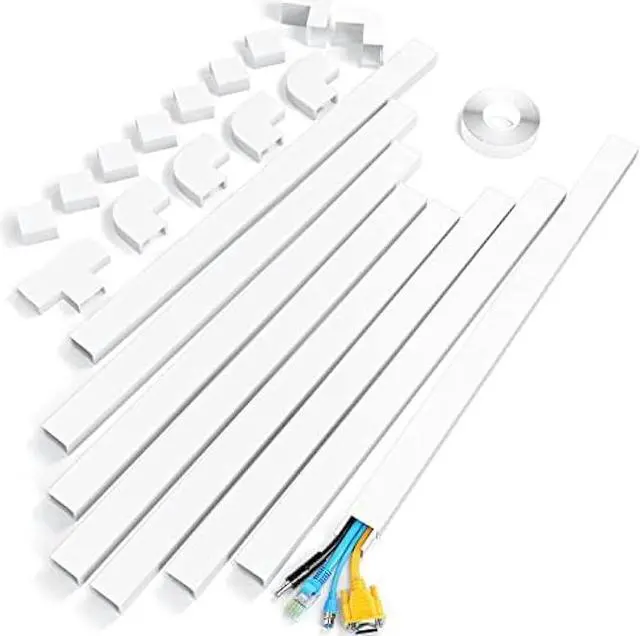 Main image of Yecaye 125 Large Cable Concealer - Paintable Cord Cover Wall Cable Management System - PVC Wire Hide - Cable Raceway Kit for Wall Mount TV Office Home, 8X L15.7 W1.18 H0.67, CMC03-Large, White