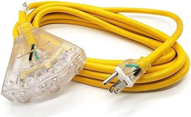 Alt view image 2 of 6 - 15 ft Outdoor Extension Cord Waterproof - 14 Gauge Heavy Duty Extension Cord Splitter - Lighted Outdoor Extension Cords with Multiple Outlets - Watts Wire - 15' Grounded - extensiones electricas
