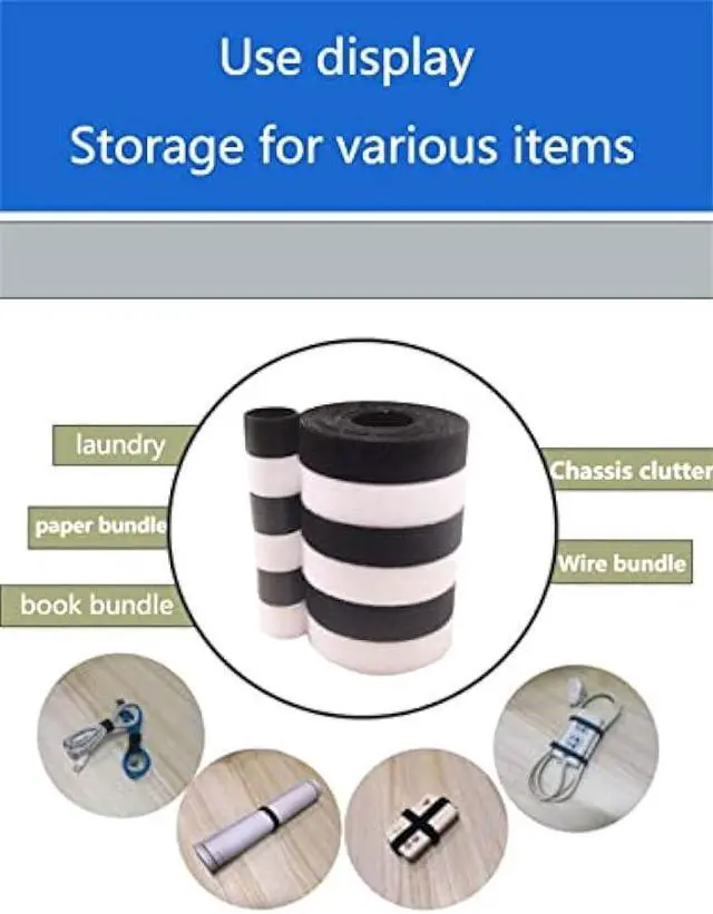 Alt view image 3 of 7 - 164ft x 1/2inch Hook Loop Cable Ties - BSELEYY Fastening Reusable Straps Double-Sided Self Gripping Fastener Cable Management Tape for Home,Office, Wire Bundling (82ft x 2 Rolls)