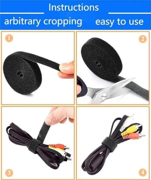 Alt view image 2 of 7 - 164ft x 1/2inch Hook Loop Cable Ties - BSELEYY Fastening Reusable Straps Double-Sided Self Gripping Fastener Cable Management Tape for Home,Office, Wire Bundling (82ft x 2 Rolls)