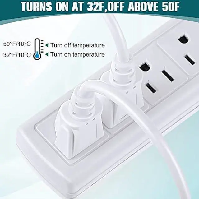 Alt view image 3 of 7 - Thermostat Extension Cord On at 32 F/ 50 F, Thermostatically Controlled Self Regulating Extension Power Cable Compatible with Thermal Outlet Plug for Cold Weather Pond De icers