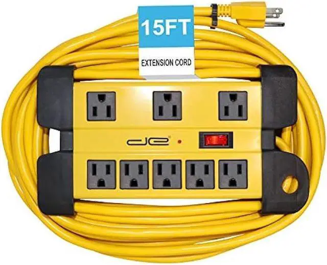 Main image of Digital Energy 15 Foot Long Surge Protector 8-Outlet Heavy Duty Metal Mountable 1050 Joules Protection Extension Cord Power Strip with Cord Management, 15 Foot Long Extension Cord, UL Listed
