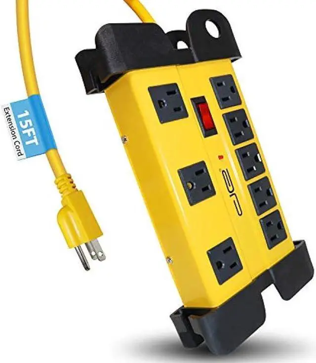 Alt view image 3 of 7 - Digital Energy 15 Foot Long Surge Protector 8-Outlet Heavy Duty Metal Mountable 1050 Joules Protection Extension Cord Power Strip with Cord Management, 15 Foot Long Extension Cord, UL Listed