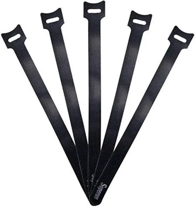 Main image of Superun 50 Pcs Black 10 Inch Fastening Cable Ties Reusable Cord Organizer, Adjustable Hook and Loop Wire Wrap Cable Management