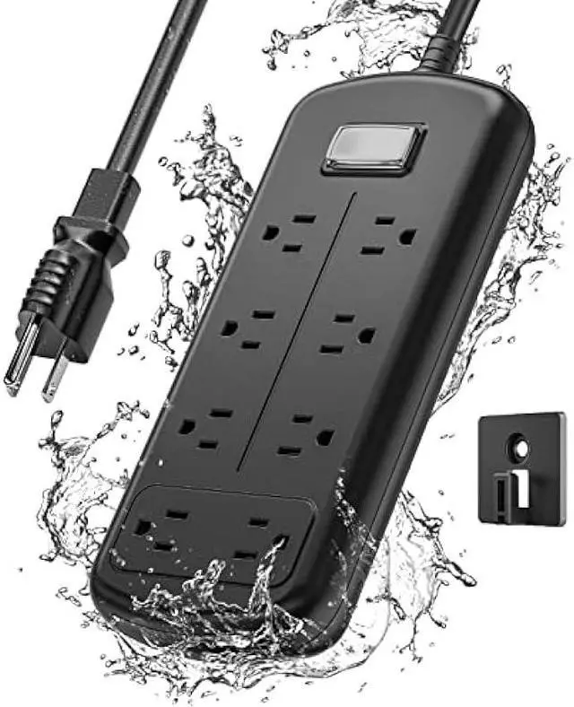 Main image of Outdoor Power Strip 8 Outlets, Weatherproof Surge Protector with 6 FT Extension Cord, IPX6 Waterproof, 1875W Overload Protection, Mountable Outlet Extender for Home Patio and Garden, Black