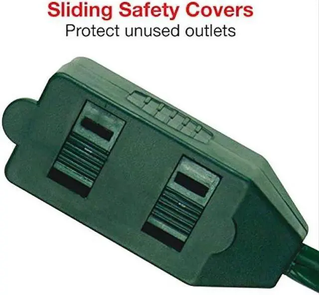 Alt view image 4 of 4 - Clear Power Indoor Extension Cord - 9 FT, Green | 3 Outlet, 16/2 SPT-2, with Lighted Footswitch, Perfect for Christmas Lights and Holiday Decorations (CP10028)