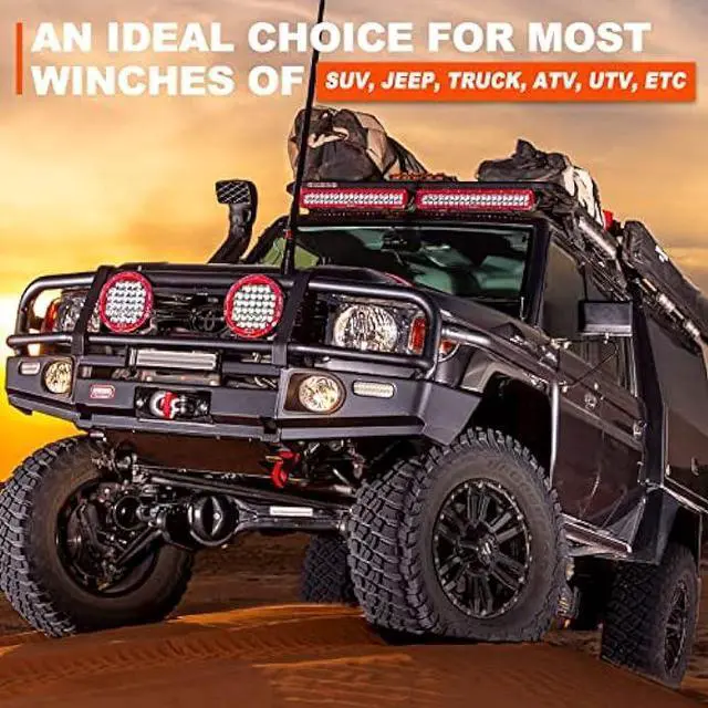 Alt view image 4 of 7 - SPARKWHIZ Synthetic Winch Rope Cable Kit: 1/2 x 100 ft 32000lbs Winch Line Cable with Protective Sleeve + Winch Hook for 4WD Off Road Vehicle Truck SUV UTV ATV