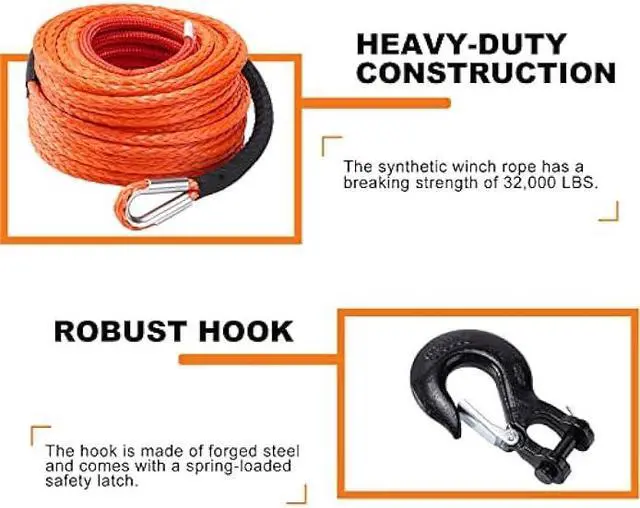 Alt view image 6 of 7 - SPARKWHIZ Synthetic Winch Rope Cable Kit: 1/2 x 100 ft 32000lbs Winch Line Cable with Protective Sleeve + Winch Hook for 4WD Off Road Vehicle Truck SUV UTV ATV