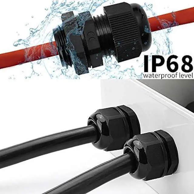 Alt view image 6 of 6 - MAKERELE NPT 3/8 Nylon Cable Glands, IP68 Waterproof Strain Relief Cord Connector