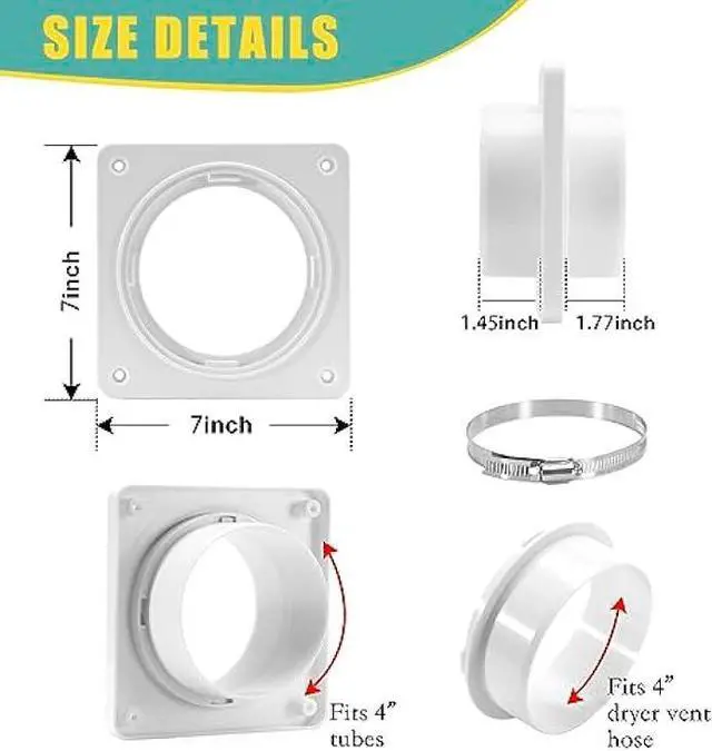 Alt view image 2 of 7 - VIWINVELA Dryer Vent Wall Plate Quick Connector Snap to Vent Dryer Dock Connector Kit Fits 4 Inch Hose (Dryer Vent Connector)