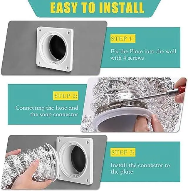 Alt view image 5 of 7 - VIWINVELA Dryer Vent Wall Plate Quick Connector Snap to Vent Dryer Dock Connector Kit Fits 4 Inch Hose (Dryer Vent Connector)