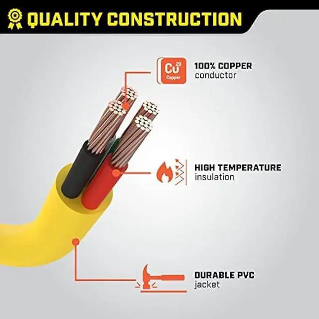 Alt view image 7 of 7 - Champion 25-Foot 30-Amp 125/250-Volt Duplex-Style Generator Extension Cord (L14-30P to four 5-20R)