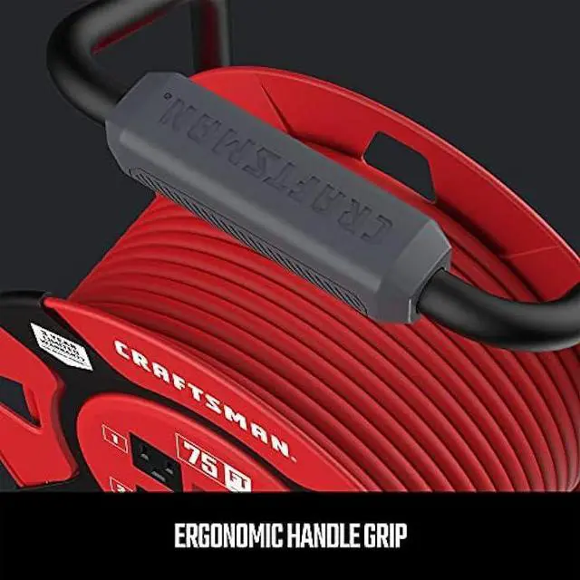 Alt view image 5 of 7 - CRAFTSMAN Retractable Extension Cord Reel 75 Ft. With 4 Outlets & Heavy Duty 14AWG SJTW Cable