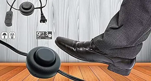 Alt view image 6 of 6 - Beszin 9Ft. 3-Outlet 2 Prong Extension Cord with Foot Switch Power Tab