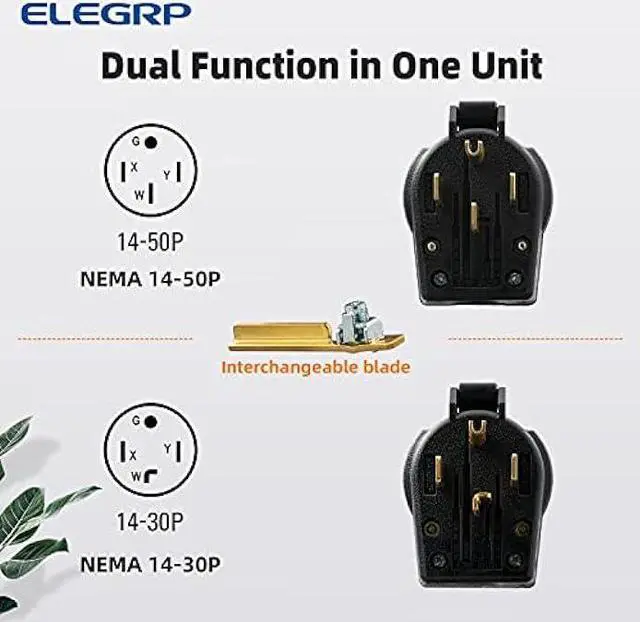 Alt view image 4 of 7 - ELEGRP NEMA 14-30P & NEMA 14-50P Plug, 4 Prong Dryer/Range Oven Stove Angle Plug, Straight Blade Heavy Duty, 30 Amp 50 Amp 125/250V, Industrial Grade, Grounding, 3 Pole 4 Wire, UL Listed