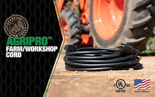Alt view image 2 of 7 - AgriPro Southwire 64816901 12/3 SJTOW Foot Heavy Duty 15 Amp Farm/Workshop Extension Cord; Made in The USA; 50-Feet; UL Listed; Black