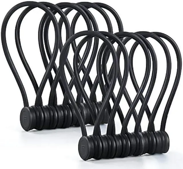 Main image of Magnetic Cord Organizer, Silicone Cable Ties Reusable, FGSAEOR Twist Ties Cable Management for Bundling and Organizing Holding Stuff, Fridge Magnets Cord Keeper Wrap Straps Clips (Black - 12 Pack)