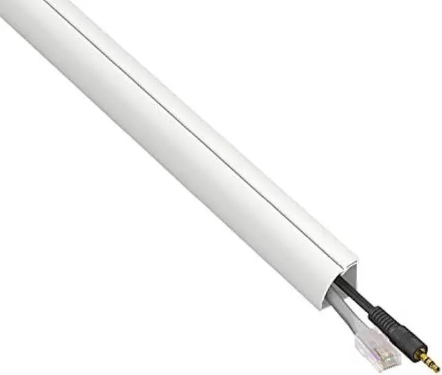 Alt view image 3 of 6 - D-Line 157in White Corner Cable Concealer Multipack, Floor Wire Hider, Quarter Round Cord Cover, Organize Cords in Corners, Floor Molding - 10x 15.7in Lengths & Accessories