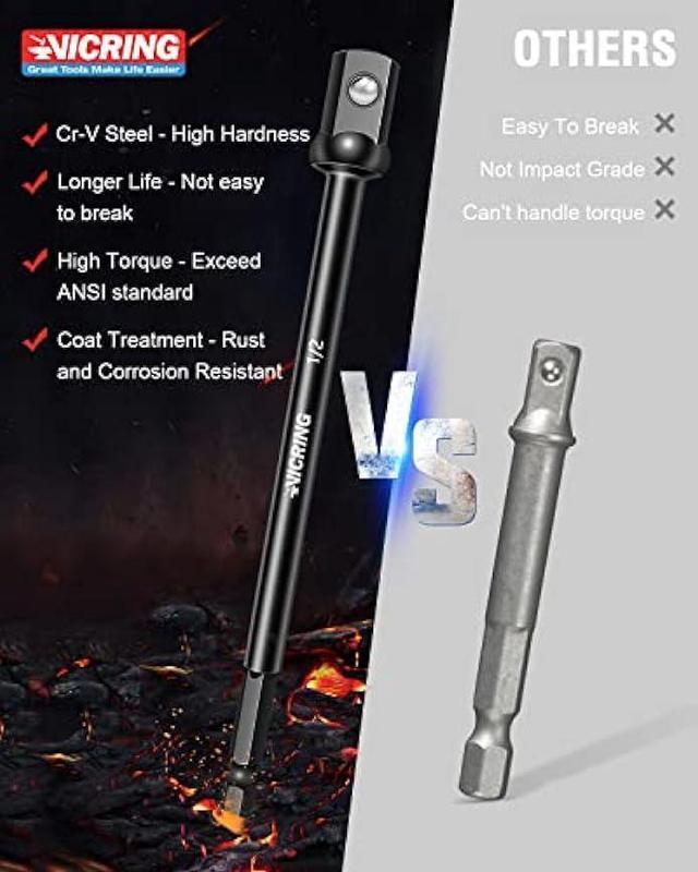 Alt view image 2 of 6 - Impact Socket Adapter Set Impact Driver Socket Extension Set 1/4 3/8 1/2 Drive Socket Adapter for Drill Hex Shank Socket Driver set Turn Impact Drill Into High Torque Impact Wrench (6Pcs, 3 & 6)