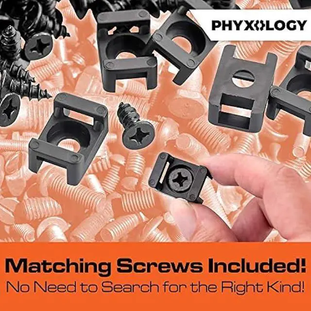 Alt view image 5 of 6 - Pro-Grade, Slim, 1x .6 Cable Tie Mounts With Screws 100 Pack. High Strength, Black Zip Tie Bases For Wire Management. Permanently Anchor To Wall, Desk or Baseboard. Run Cords at Your Home or Office