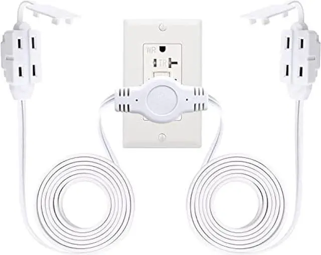 Main image of Twin Extension Cord Power Strip - 12 Foot Cord - 6 feet on Each Side - Outlet Plug with Safety Cover