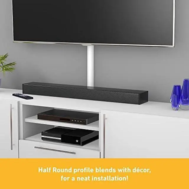 Alt view image 5 of 6 - D-Line TV Wire Hider, Half Round Cord Cover for Wall Mount TV, Hinged One-Piece Raceway, Paintable, Self-Adhesive Cable Management - 2 (W) x 1 (H) x 18 Length - White