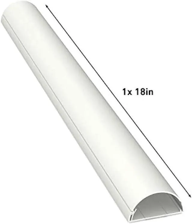 Alt view image 4 of 6 - D-Line TV Wire Hider, Half Round Cord Cover for Wall Mount TV, Hinged One-Piece Raceway, Paintable, Self-Adhesive Cable Management - 2 (W) x 1 (H) x 18 Length - White