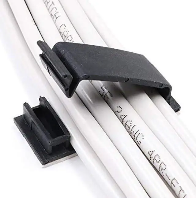 Main image of Cable Clips 3M Adhesive, Multipurpose Wire Clamps for Cable Management and Cable Runs - 50 Pack Black Bundled with 10 Reusable Cable Ties