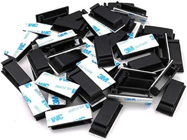 Alt view image 3 of 7 - Cable Clips 3M Adhesive, Multipurpose Wire Clamps for Cable Management and Cable Runs - 50 Pack Black Bundled with 10 Reusable Cable Ties