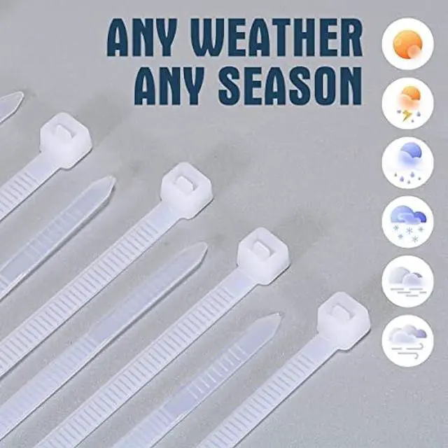 Alt view image 5 of 7 - White Zip Ties 12 Inch Heavy Duty Clear 1000 Pack Tensile Strength 50 lbs UV Resistant Industrial Cable Ties Self Locking Zipties Wire Ties Wrap Indoor Outdoor Use for Fence Garage Camping, Zcpotizi