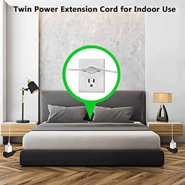 Alt view image 4 of 7 - Twin Extension Cord Power Strip - 12 Foot Cord - 6 feet on Each Side - Outlet Plug with Safety Cover