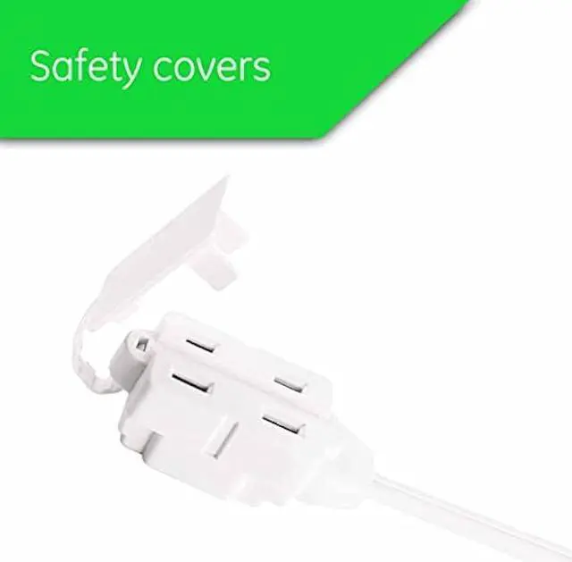 Alt view image 5 of 7 - Twin Extension Cord Power Strip - 12 Foot Cord - 6 feet on Each Side - Outlet Plug with Safety Cover