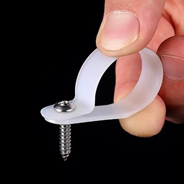 Alt view image 5 of 7 - Hicarer 50 Pack R-Type Cable Clip Wire Clamp, Nylon Screw Mounting Cord Fastener Clips with 50 Pack Screws for Wire Management (1 Inch)