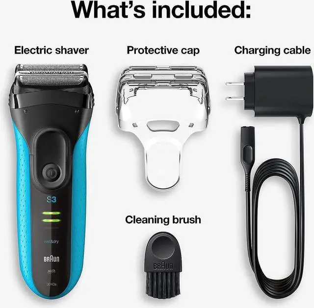 Alt view image 2 of 7 - Braun Electric Series 3 Razor with Precision Trimmer, Rechargeable, Wet & Dry Foil Shaver for Men, Blue/Black, 4 Piece