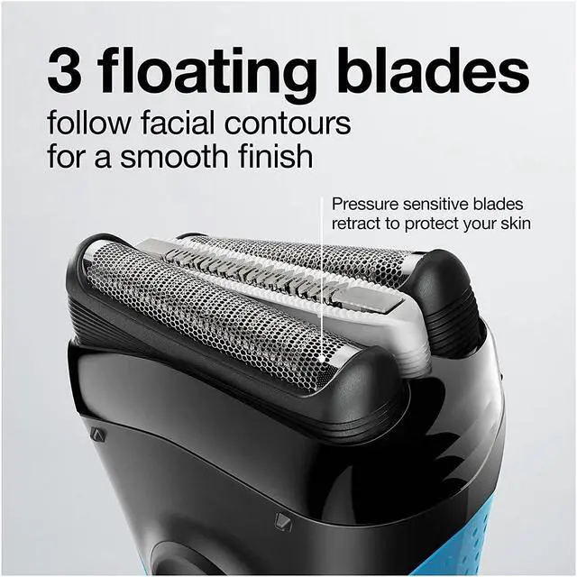 Alt view image 4 of 7 - Braun Electric Series 3 Razor with Precision Trimmer, Rechargeable, Wet & Dry Foil Shaver for Men, Blue/Black, 4 Piece