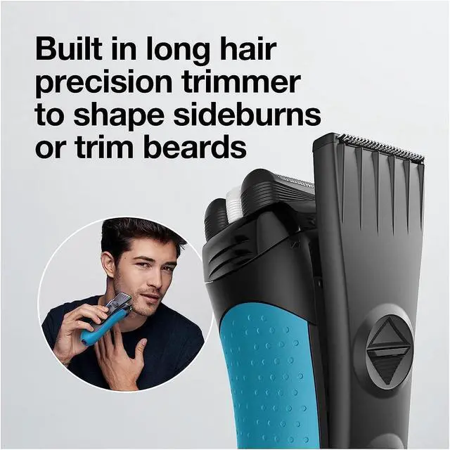 Alt view image 7 of 7 - Braun Electric Series 3 Razor with Precision Trimmer, Rechargeable, Wet & Dry Foil Shaver for Men, Blue/Black, 4 Piece