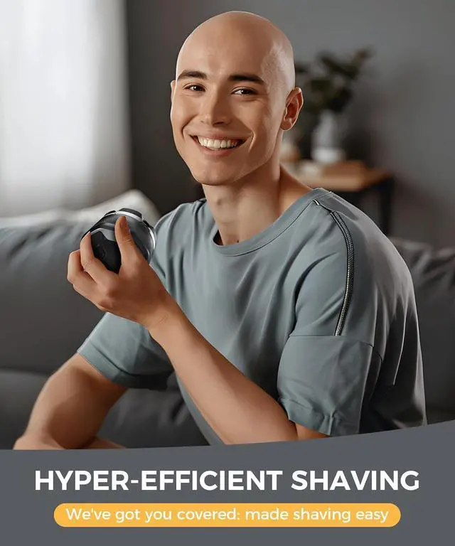 Alt view image 7 of 7 - Head Shavers for Bald Men - Newly Designed Magnetic 6D Electric Razor, IPX8 Waterproof Dry/Wet, 10000 RPM High Speed Motor for Fast Shaving, USB-C Cable and Storage Bag for Home & Travel