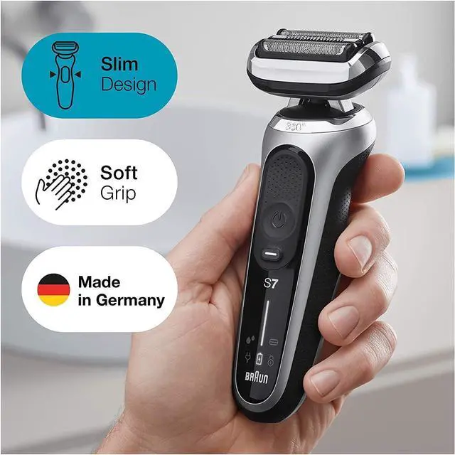 Alt view image 5 of 7 - Braun Series 7 7020s Flex Electric Razor for Men with Precision Trimmer, Wet & Dry, Rechargeable, Cordless Foil Shaver, Silver