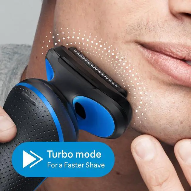 Alt view image 4 of 7 - Braun Electric Shaver for Men, Series 5 5150cs, Wet & Dry Shave, Turbo Shaving Mode, Foil Shaver, with Beard Trimmer, Body Groomer and Charging Stand, Blue