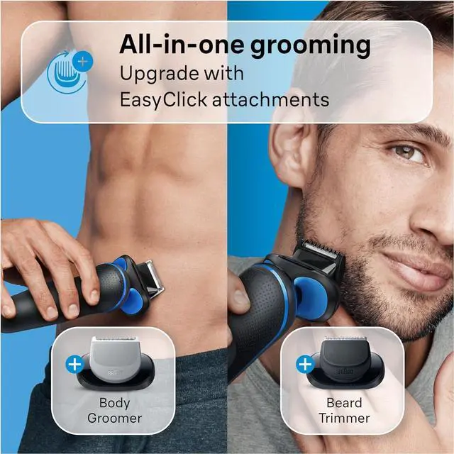 Alt view image 5 of 7 - Braun Electric Shaver for Men, Series 5 5150cs, Wet & Dry Shave, Turbo Shaving Mode, Foil Shaver, with Beard Trimmer, Body Groomer and Charging Stand, Blue