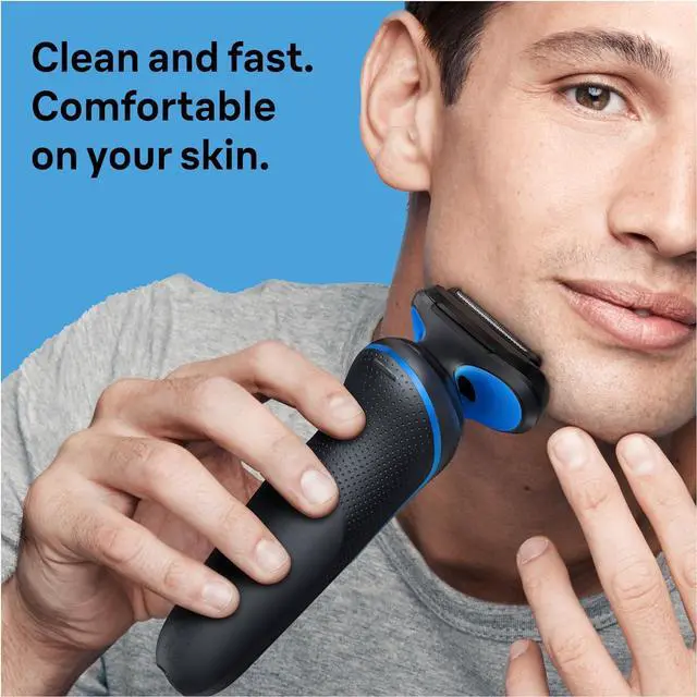 Alt view image 6 of 7 - Braun Electric Shaver for Men, Series 5 5150cs, Wet & Dry Shave, Turbo Shaving Mode, Foil Shaver, with Beard Trimmer, Body Groomer and Charging Stand, Blue