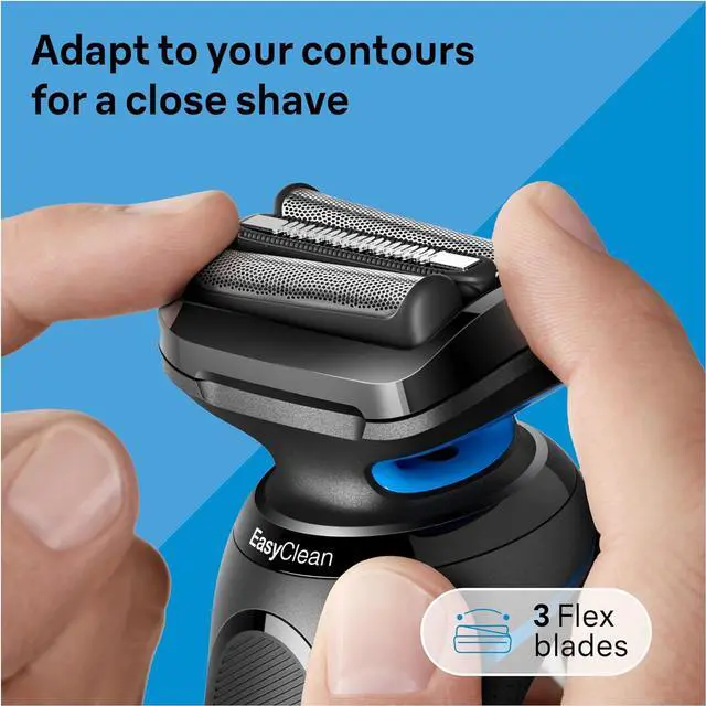 Alt view image 7 of 7 - Braun Electric Shaver for Men, Series 5 5150cs, Wet & Dry Shave, Turbo Shaving Mode, Foil Shaver, with Beard Trimmer, Body Groomer and Charging Stand, Blue