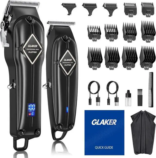 Main image of GLAKER Hair Clippers for Men Professional - Cordless Clippers and Trimmers Set, Complete Barber Kit for Hair Trimming & Beard Grooming, Mens Haircutting Kits for Blending & Fade Cuts