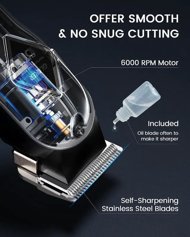 Alt view image 2 of 7 - GLAKER Hair Clippers for Men Professional - Cordless Clippers and Trimmers Set, Complete Barber Kit for Hair Trimming & Beard Grooming, Mens Haircutting Kits for Blending & Fade Cuts