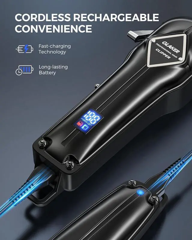 Alt view image 3 of 7 - GLAKER Hair Clippers for Men Professional - Cordless Clippers and Trimmers Set, Complete Barber Kit for Hair Trimming & Beard Grooming, Mens Haircutting Kits for Blending & Fade Cuts