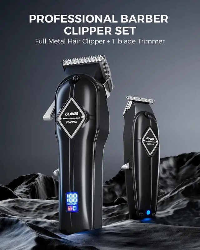 Alt view image 5 of 7 - GLAKER Hair Clippers for Men Professional - Cordless Clippers and Trimmers Set, Complete Barber Kit for Hair Trimming & Beard Grooming, Mens Haircutting Kits for Blending & Fade Cuts