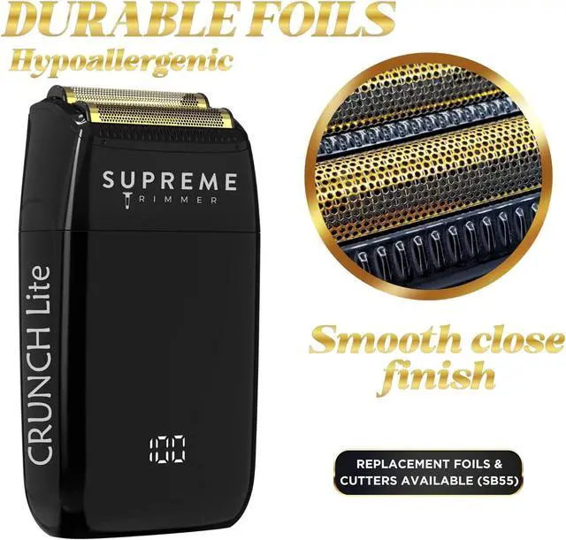 Alt view image 3 of 7 - Supreme Trimmer Crunch Lite Foil Shaver for men (60 Minute Runtime) Men's Electric Razor for Bald Head, Stubble |STF600 Black